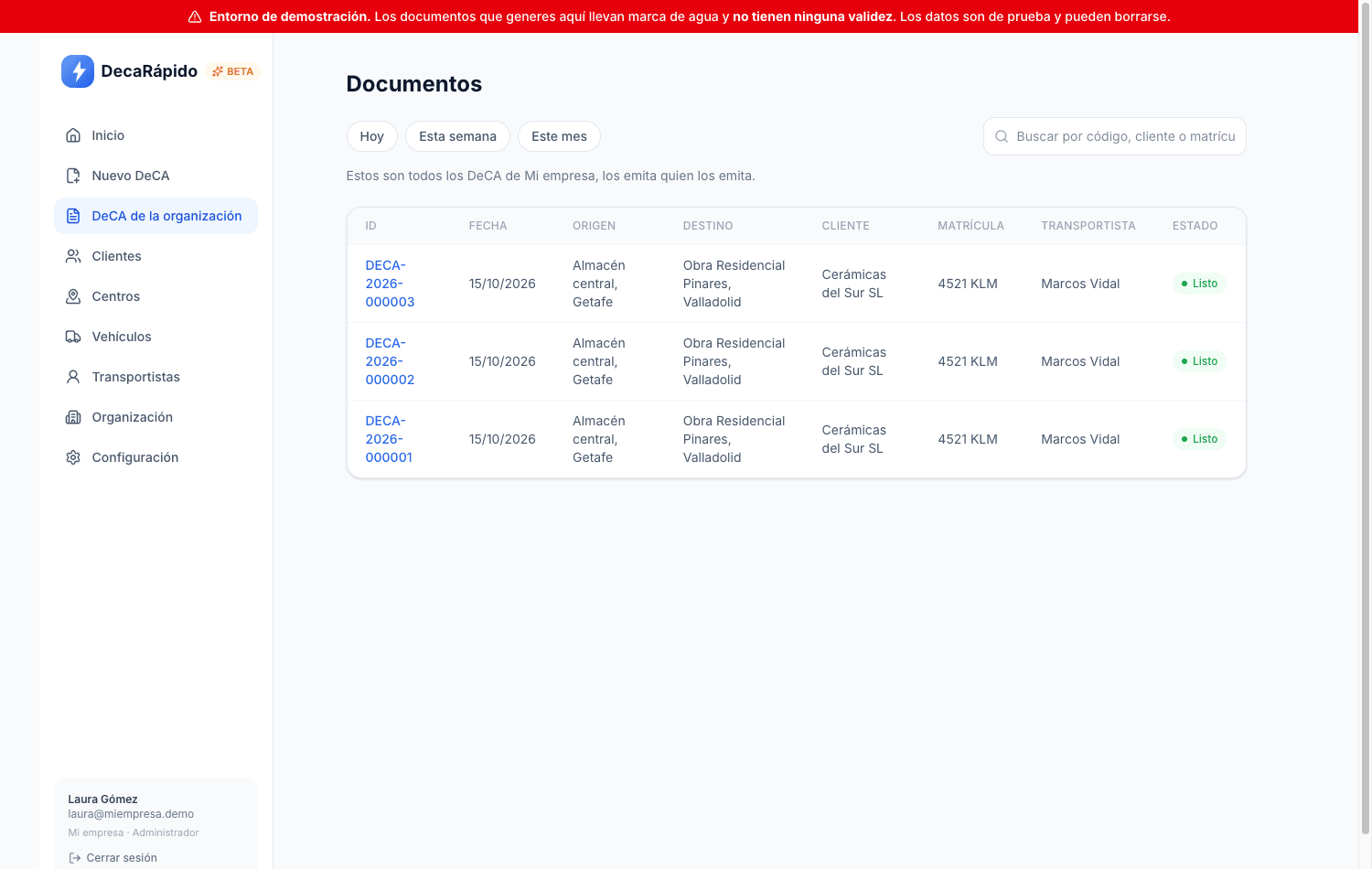 Panel de administración