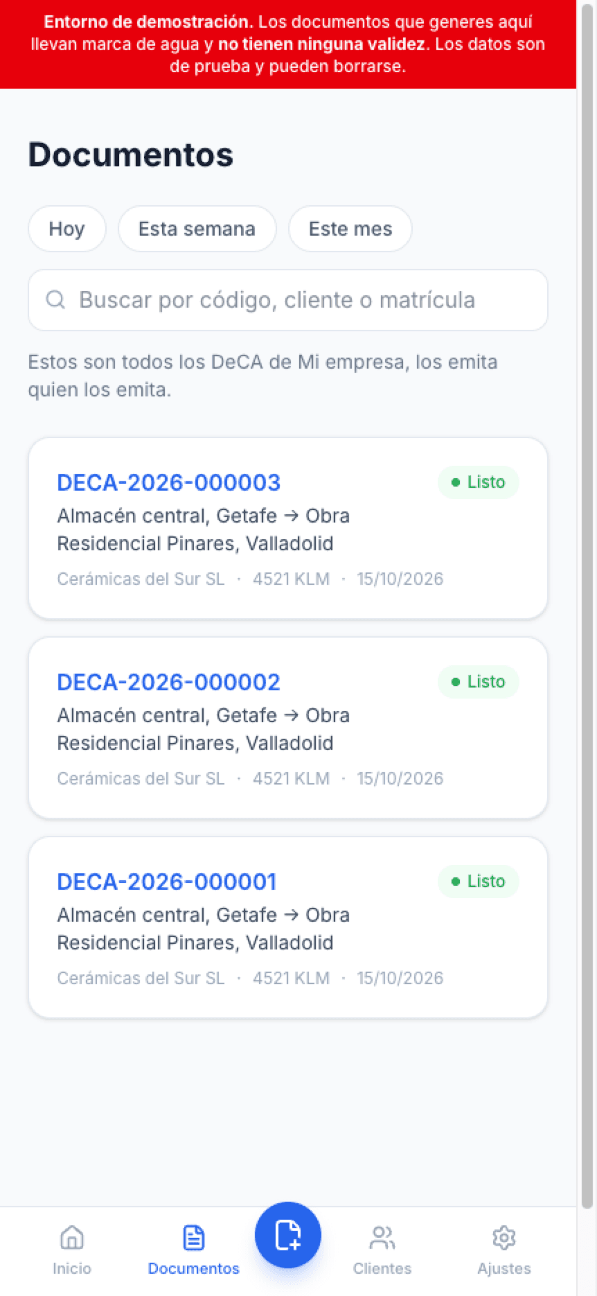 Historial de documentos