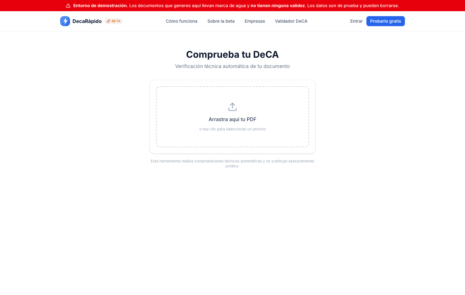Validador público de documentos DeCA
