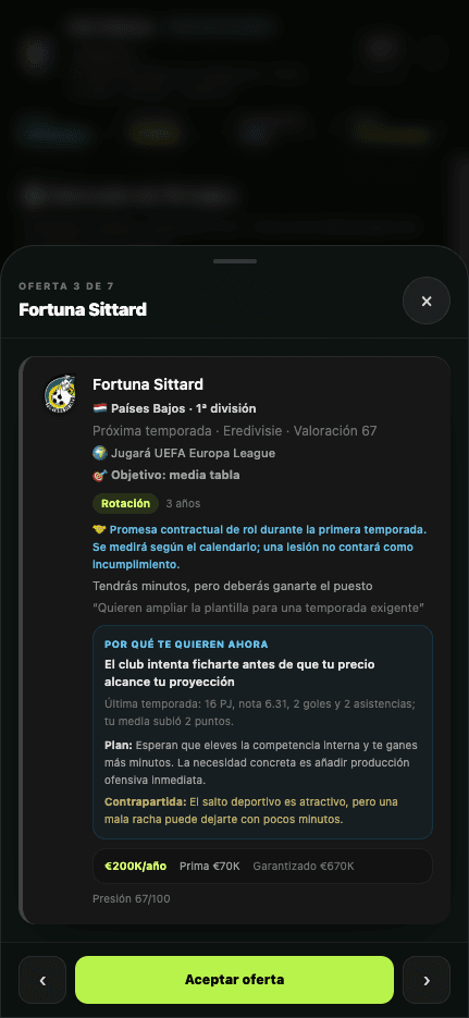 Detalle de una oferta de fichaje