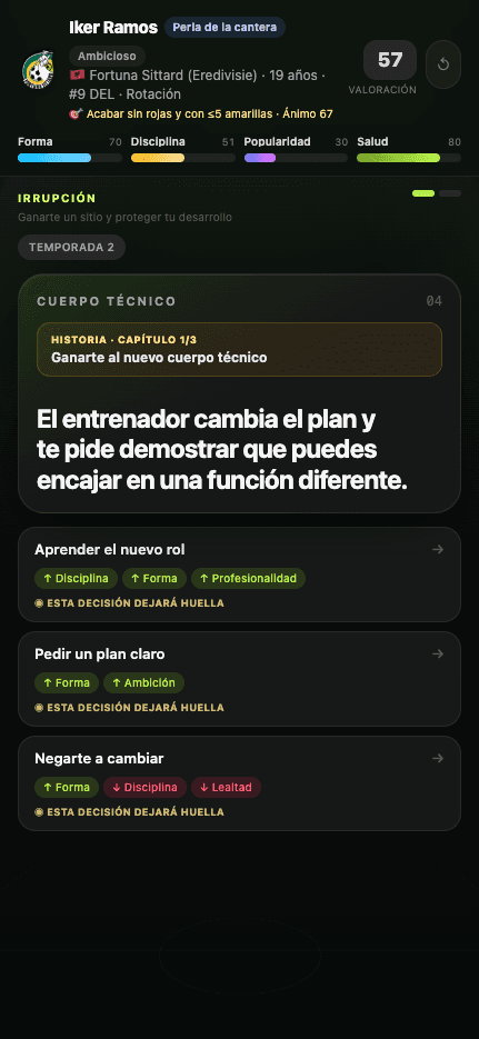 Decisión al llegar a un nuevo club