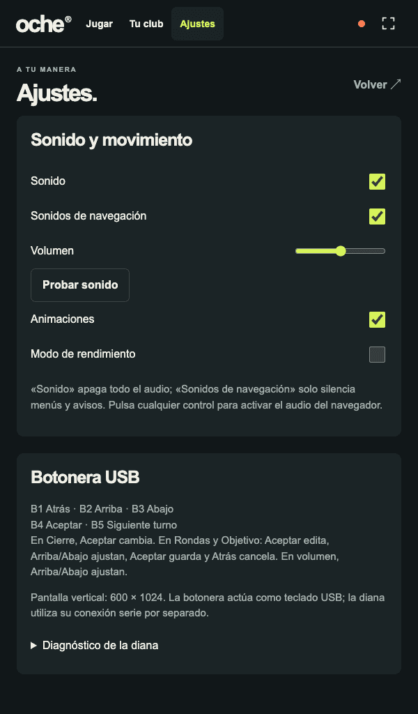 Ajustes de la botonera