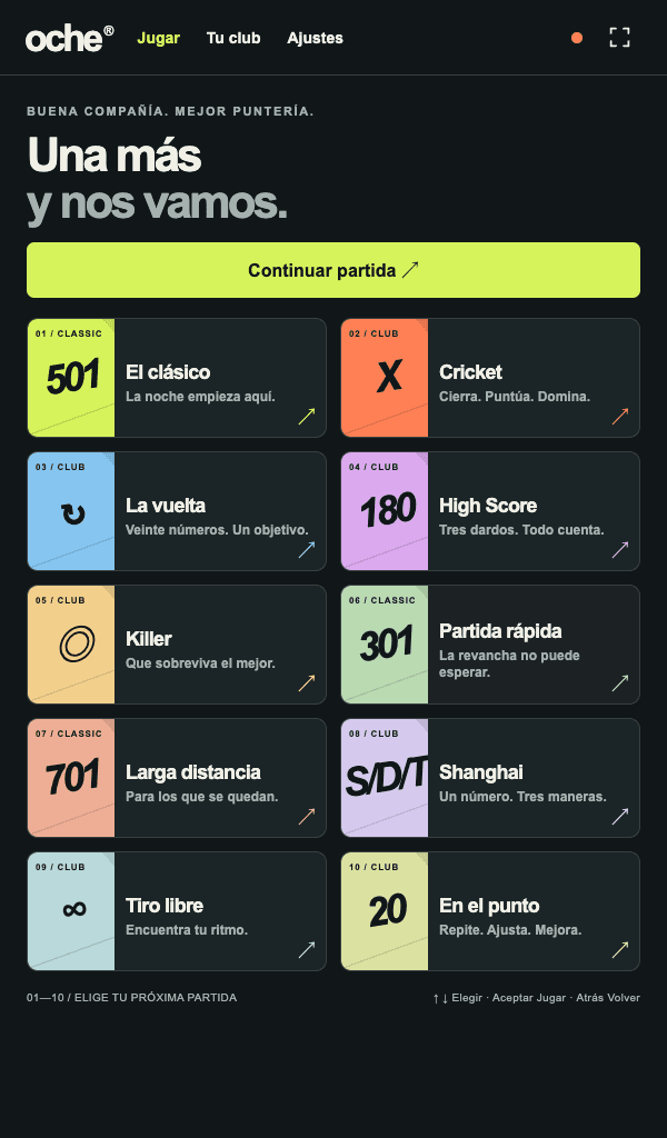 Menú de modos de juego