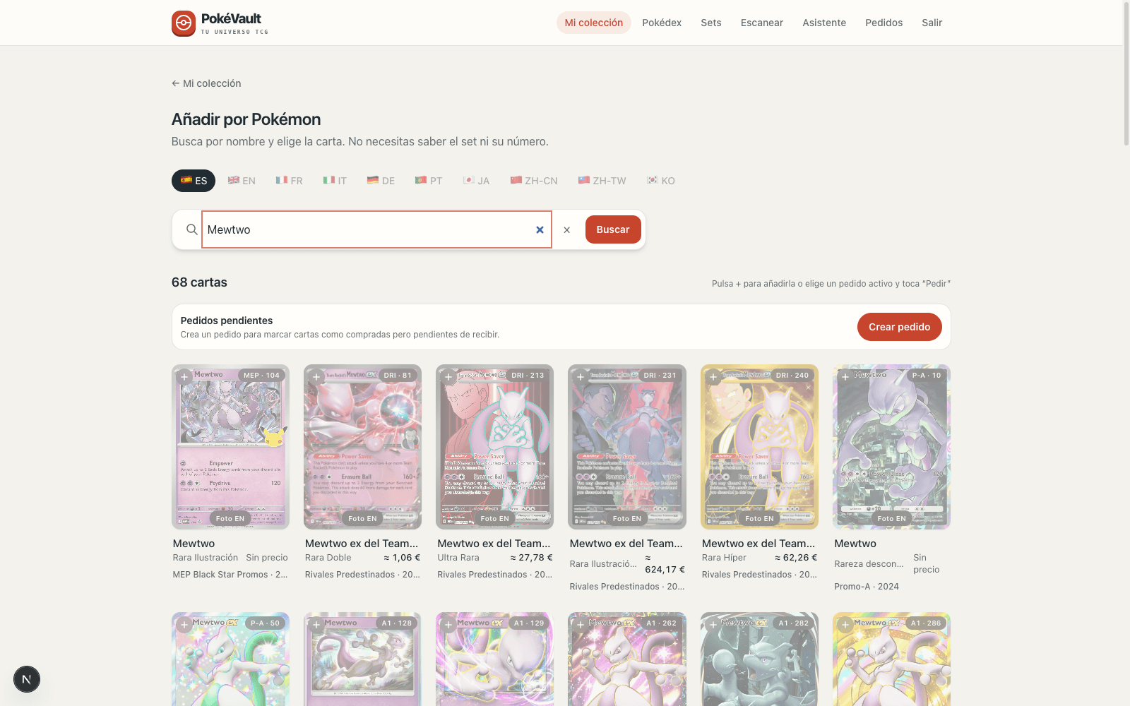 Añadir una carta Pokémon
