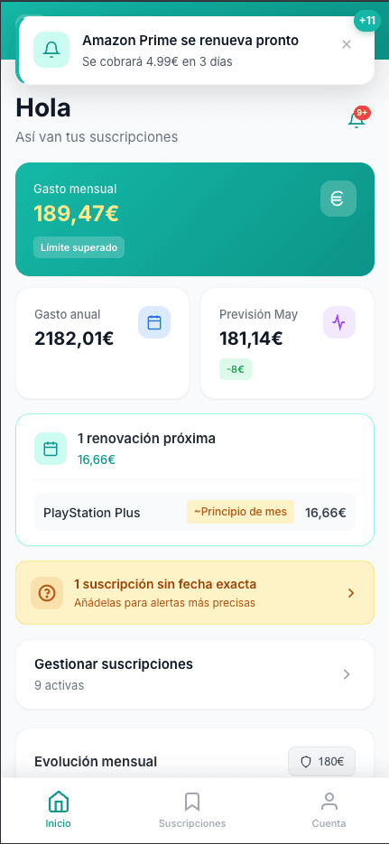 Dashboard mobile